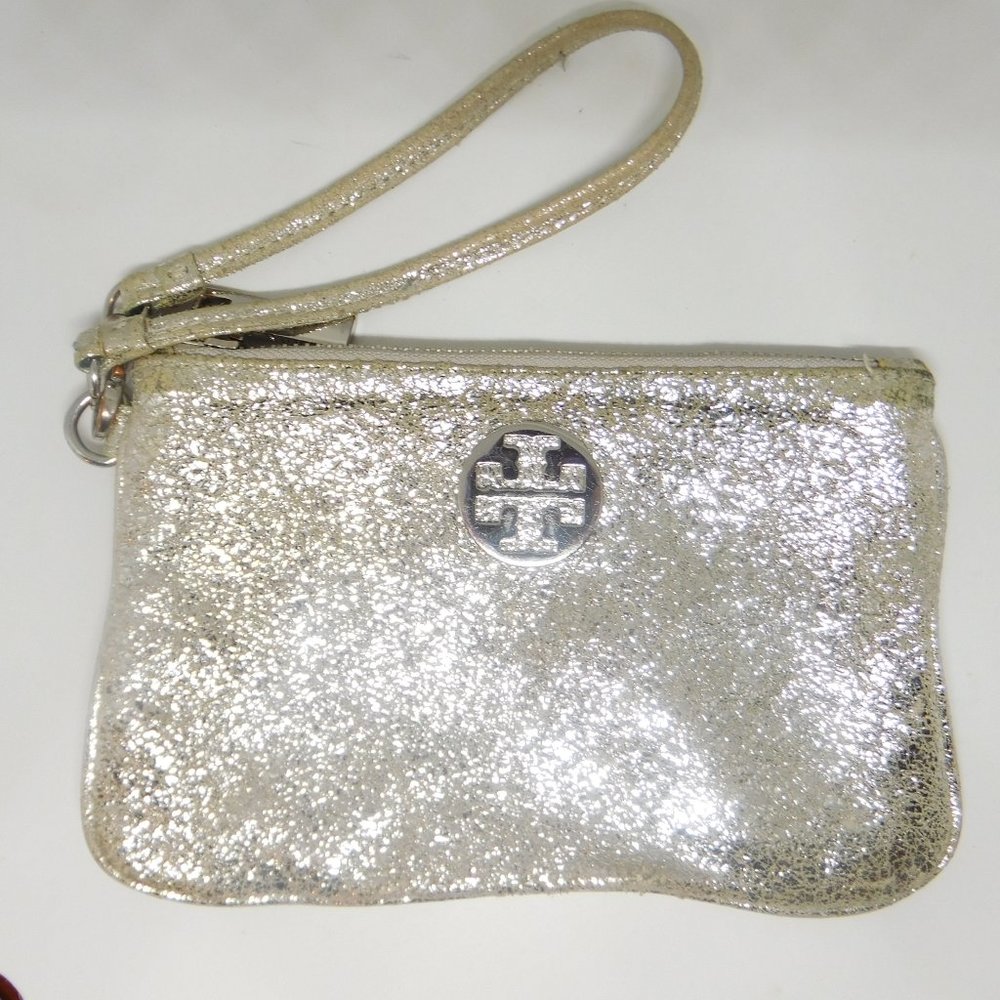 Tory Burch silver sparkly wristlet